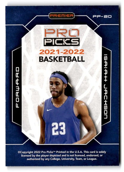2021-22 Pro Picks Premier #PP-20 Isaiah Jackson - Trading Card