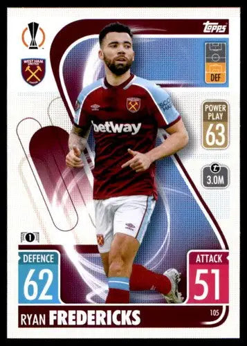 Original gloss 2021-22 Topps Match Attax UEFA Ryan Fredericks trading card