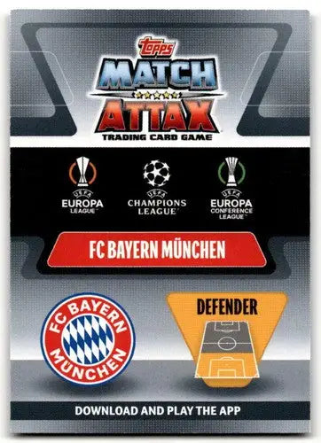 Original gloss FC Bayern München Match Attax trading card featuring Dayot Upamecano from Topps Match Attax 2021-22 UEFA Champions League