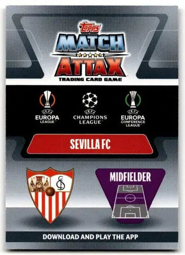 Sevilla FC Match Attax trading card featuring Ivan Rakitic from 2021-22 Topps UEFA Champions League