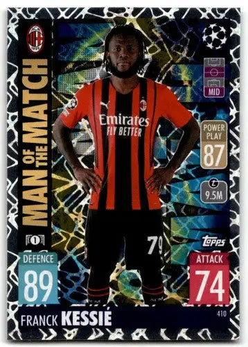 2021-22 Topps Match Attax UEFA Champions League Franck Kessie Man of the Match trading card featuring original gloss