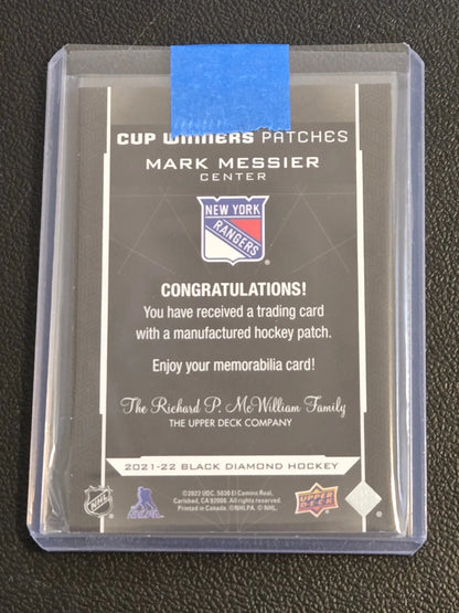 Hockey trading card featuring Mark Messier from 2021-22 Upper Deck Black Diamond series