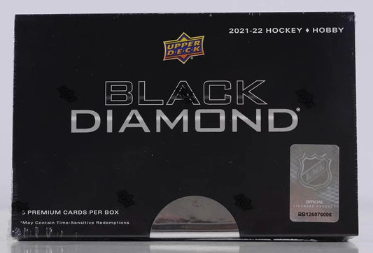 Black Diamond hockey card box from 2021-22 Upper Deck Black Diamond with diamond relics