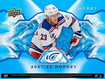 Hockey trading card from 2021-22 Upper Deck Ice Hockey Hobby Box featuring ice premieres and exquisite collection
