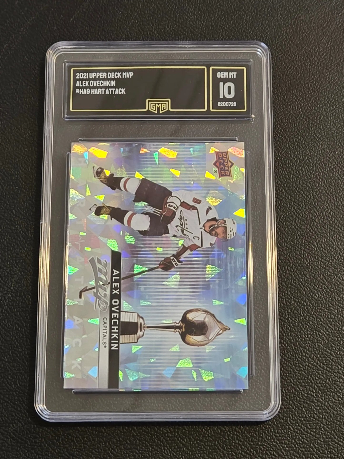Graded Upper Deck MVP Alex Ovechkin Hart Attack hockey card GMA 10 GEM MT