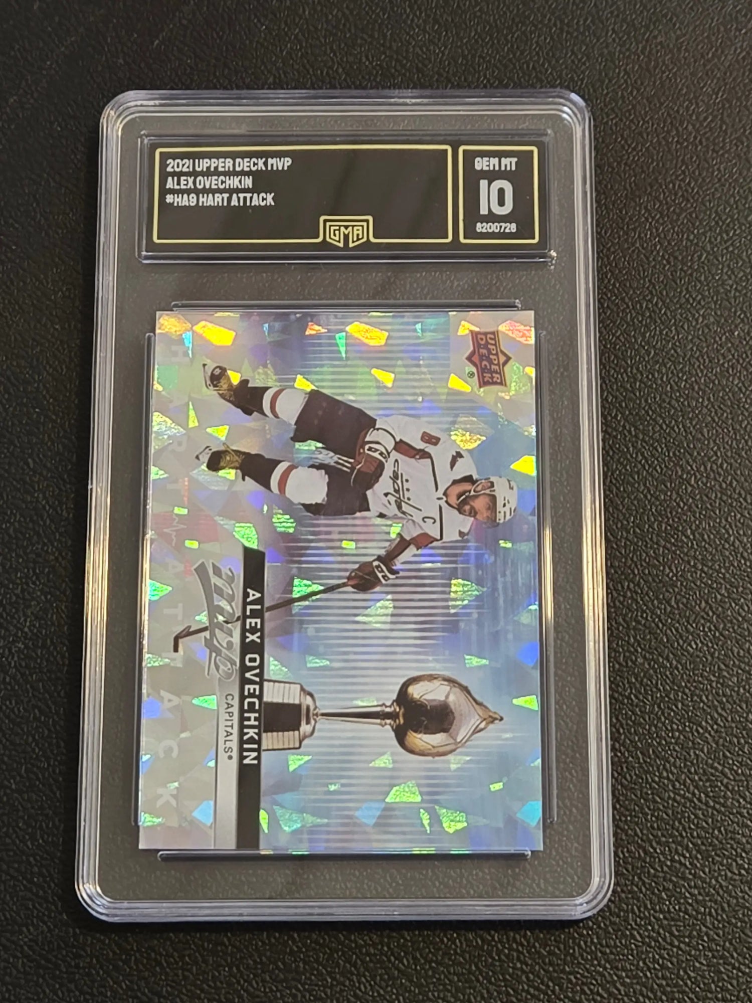 Graded Upper Deck MVP Alex Ovechkin Hart Attack hockey card GMA 10 GEM MT