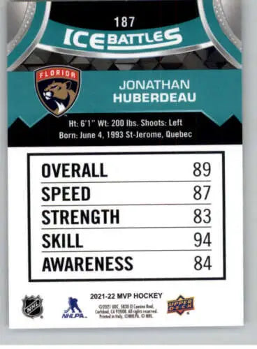 Jonathan Huberdeau hockey card from 2021-22 Upper Deck MVP Ice Battles NM-MT Panthers