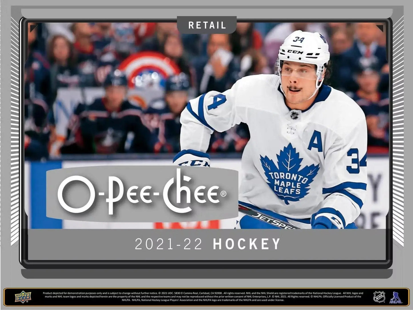 O-Pee-Chee 2021-22 hockey card from the base set in the Upper Deck O-Pee-Chee Retail Box
