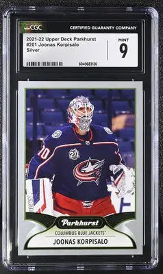 2021-22 Upper Deck Parkhurst Joonas Korpisalo #201 Silver Hockey CGC 9