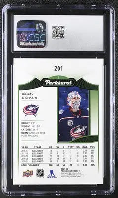 2021-22 Upper Deck Parkhurst Joonas Korpisalo #201 Silver Hockey CGC 9