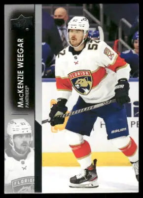 Hockey trading card of MacKenzie Weegar in Florida Panthers uniform from Upper Deck Series 1