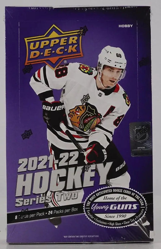 2021-22 Upper Deck Series 2 Hockey Box featuring Young Guns and rookie cards