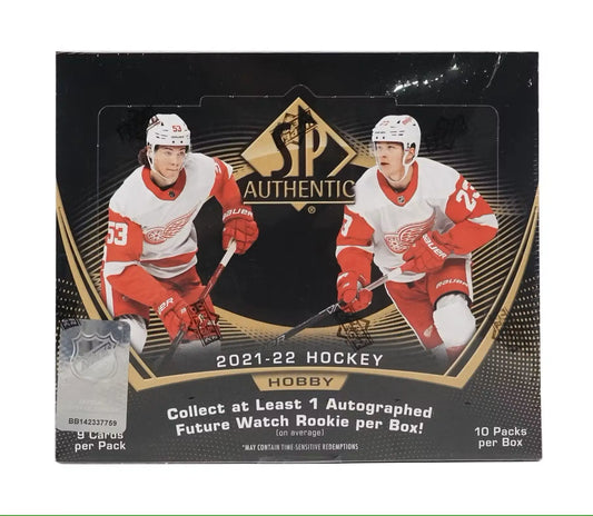 2021-22 Upper Deck SP Authentic Hockey Hobby Box featuring autographed future watch cards