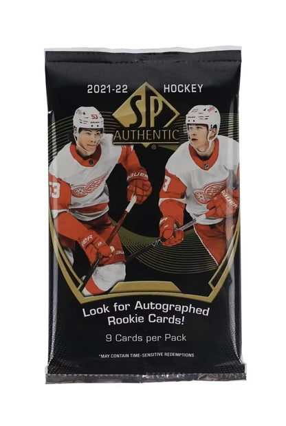 2021-22 SP Authentic Hockey Card Pack showcasing autographed future watch cards