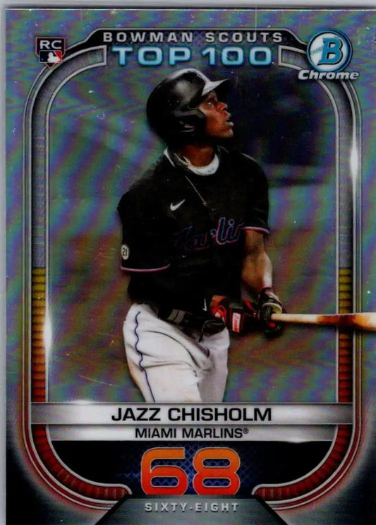 Jazz Chisholm Chrome baseball card from 2021 Bowman Scouts Top 100 collection