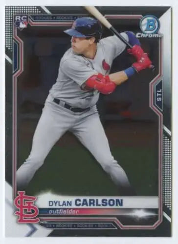 Dylan Carlson baseball card 2021 Bowman Chrome RC Rookie with original gloss finish