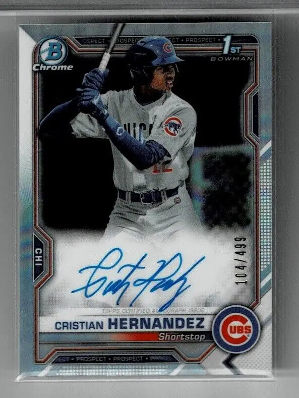 Cristian Hernandez autographed baseball card from 2021 Bowman Chrome Refractor #CPA-CH