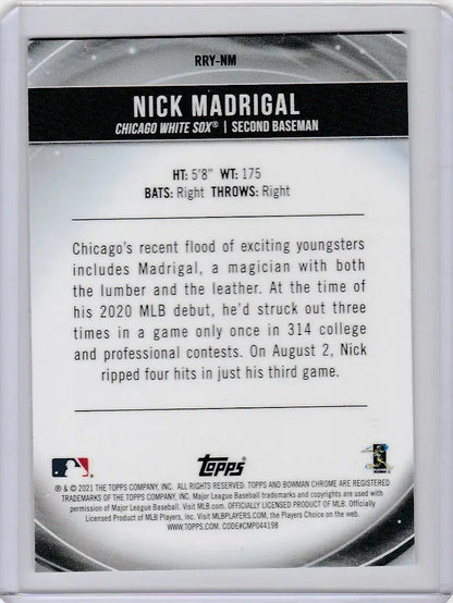 Baseball trading card of Nick Madrigal Chicago White Sox from Bowman Chrome ROY collection