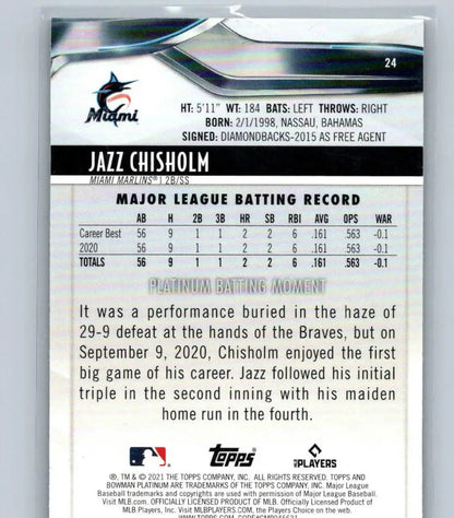 Jazz Chisholm 2021 Bowman Platinum #24 trading card collectible image
