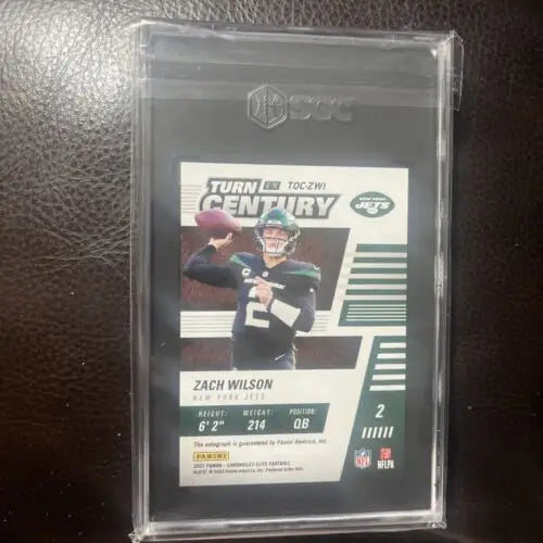Graded Zach Wilson football card from 2021 Chronicles Elite Century Red Auto /75 SGC 10/9.5