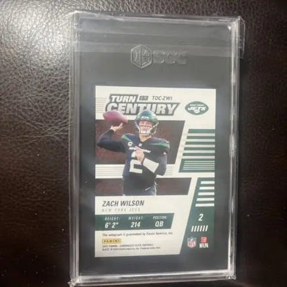 Graded Zach Wilson football card from 2021 Chronicles Elite Century Red Auto /75 SGC 10/9.5