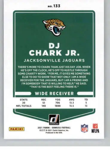 2021 Donruss #133 DJ Chark Jr. football card in excellent condition featuring original gloss