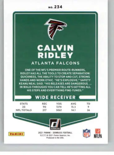 Calvin Ridley football card 2021 Donruss #234 with original gloss by Simply Sandoval