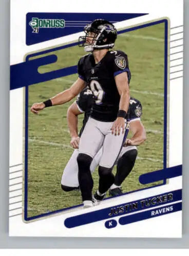 Justin Tucker football card 2021 Donruss #240 featuring original gloss NM-MT Ravens