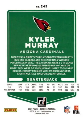 Kyler Murray football card 2021 Donruss NM original gloss collectible for fans