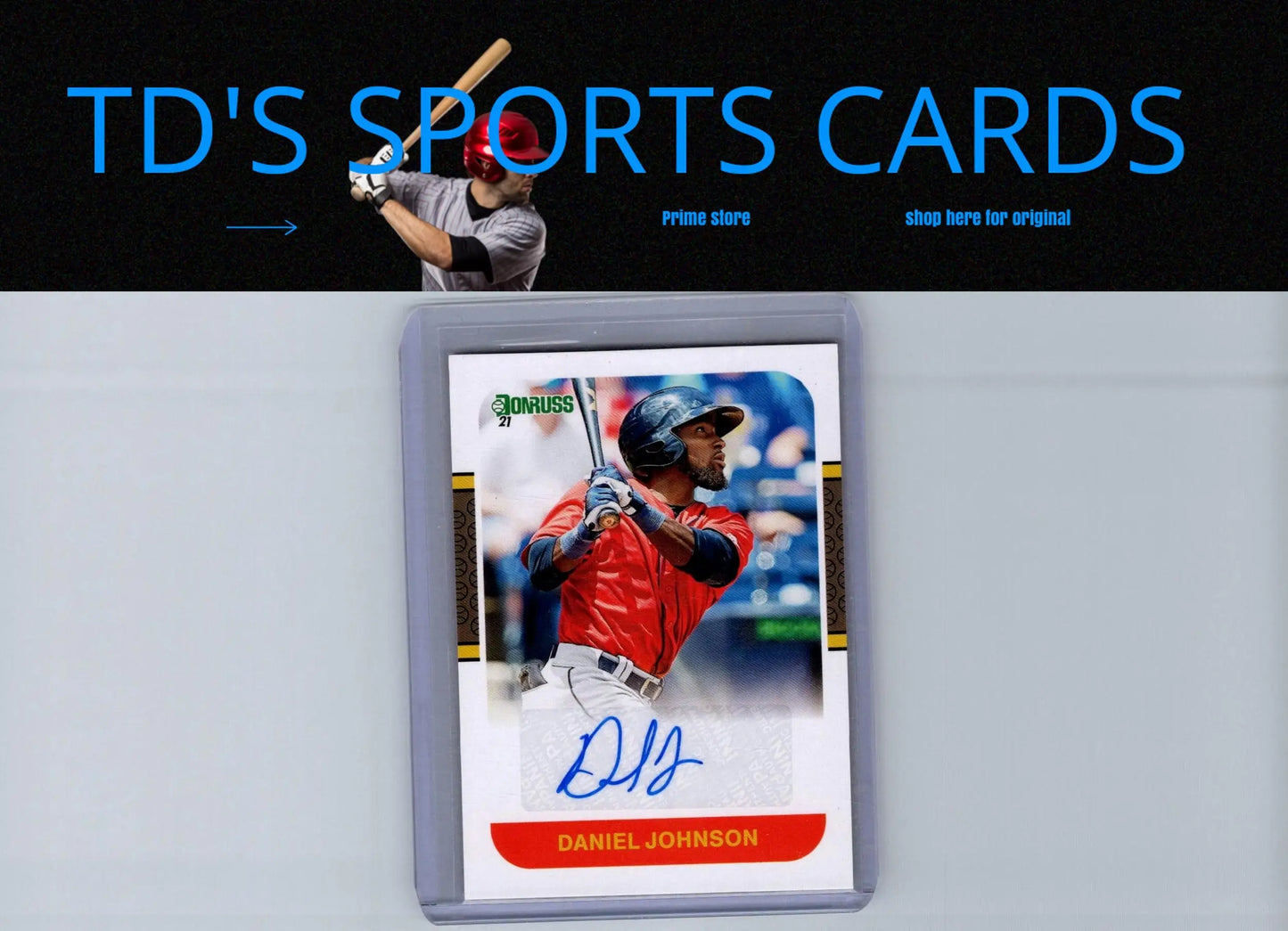 Autographed Daniel Johnson baseball card from 2021 Donruss Retro 1987 Signatures series