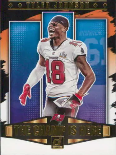 Tyler Johnson football card from 2021 Donruss Champ features original gloss finish