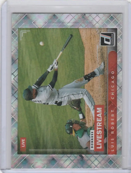 Baseball trading card of LS2 Luis Roberts Chicago White Sox swinging on the field
