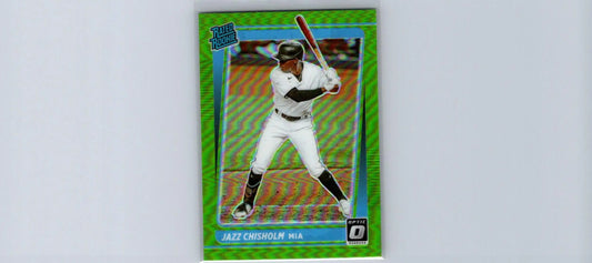 Jazz Chisholm baseball card featuring the 2021 Donruss Optic Lime Green design