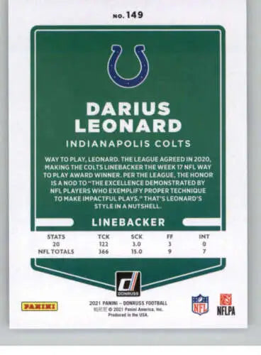 Darius Leonard football card from 2021 Donruss Photo Variation in NM-MT condition