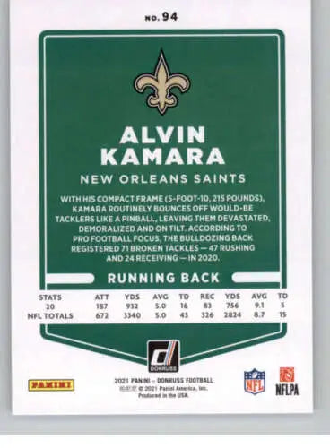 2021 Donruss Photo Variation #94 Alvin Kamara NM-MT Saints football card original gloss