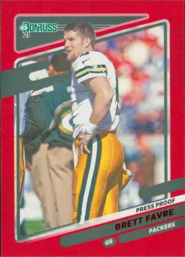 Brett Favre football card 2021 Donruss Press Proof Red NM-MT original gloss collectible