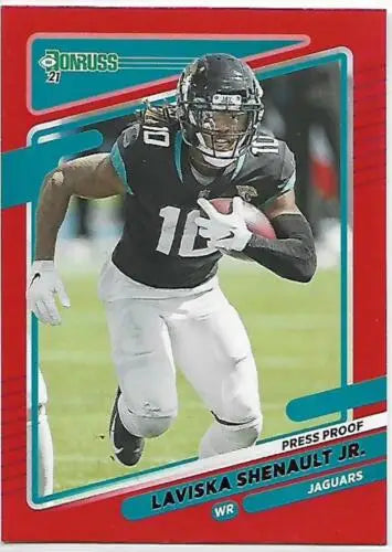 2021 Donruss Press Proof Red Laviska Shenault Jr. football card with original gloss