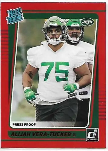 Alijah Vera-Tucker 2021 Donruss Press Proof Red Rookie Card NM-MT NY Jets original gloss