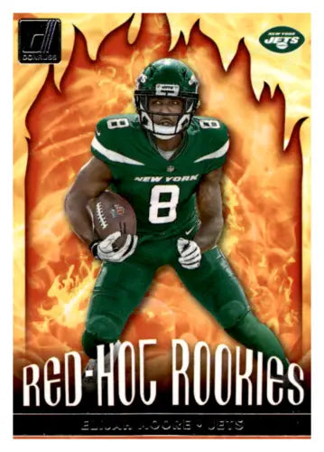 Elijah Moore football card 2021 Donruss Red Hot Rookies NM-MT NY Jets original gloss