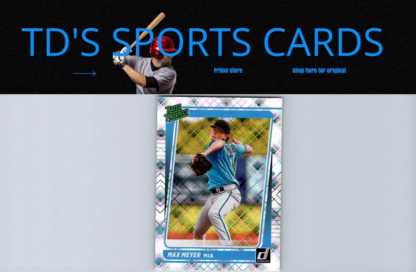 Max Meyer baseball card from 2021 Donruss RP7 Max Meyer Rated Prospects Diamond