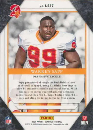 Warren Sapp football card from 2021 Donruss The Legends Series with original gloss