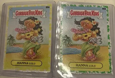 Two Garbage Pail Kids cards from 2021 Go On Vacation set featuring Hanna Lulu