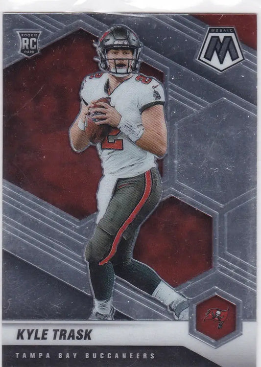 Kyle Trask RC Tampa Bay Buccaneers trading card featuring a quarterback in uniform