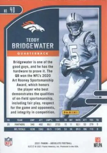 2021 Panini Absolute #40 Teddy Bridgewater football card in Near Mint condition