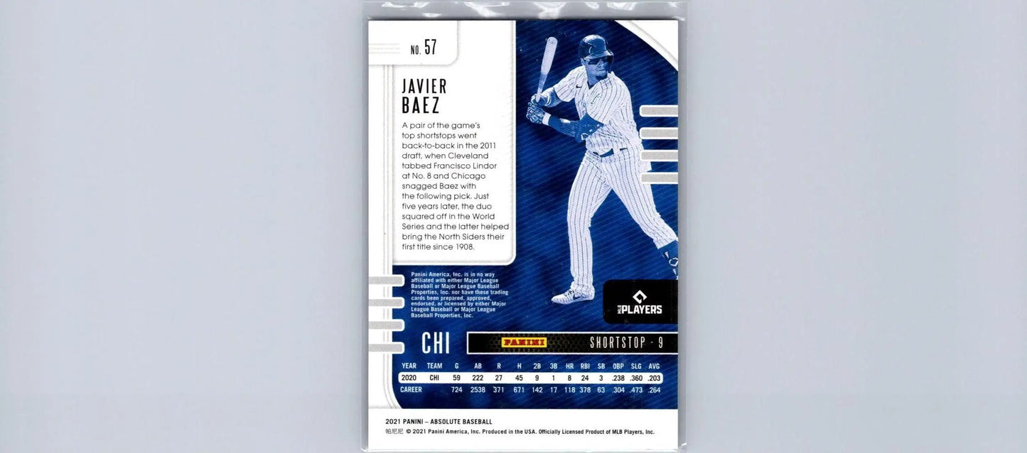 Javier Baez Holo Silver baseball card from 2021 Panini Absolute #57 #/199