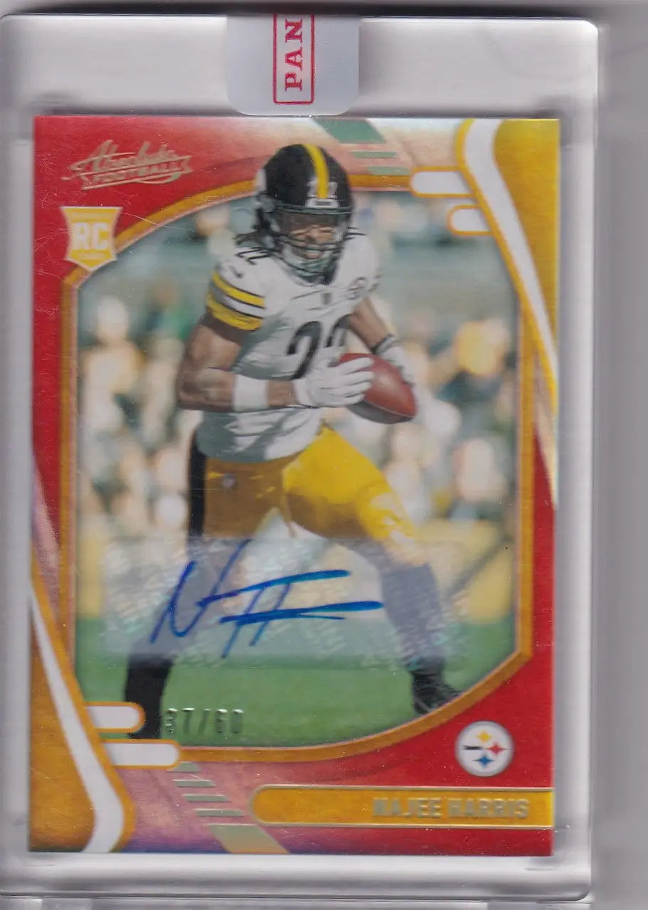 Autographed Najee Harris Absolute Auto football card serial numbered 87/199 from Panini Absolute series