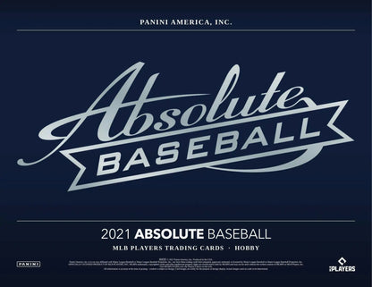 2021 Panini Absolute Baseball hobby box packaging featuring trade signatures and trading cards