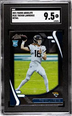 SGC-graded 2021 Panini Absolute Trevor Lawrence retail football card with a 9.5 grade