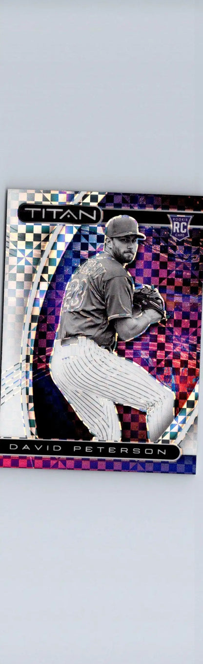 David Peterson baseball card from 2021 Panini Chronicles featuring Titan Building Blocks design