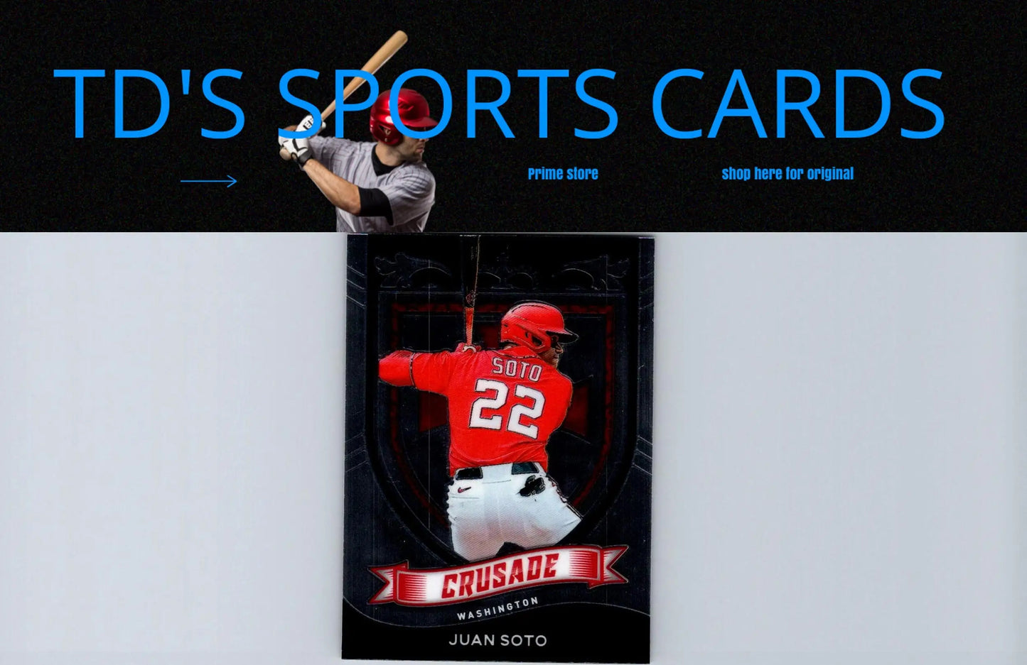 Juan Soto Crusade baseball card from 2021 Panini Chronicles featuring Soto Crusade design